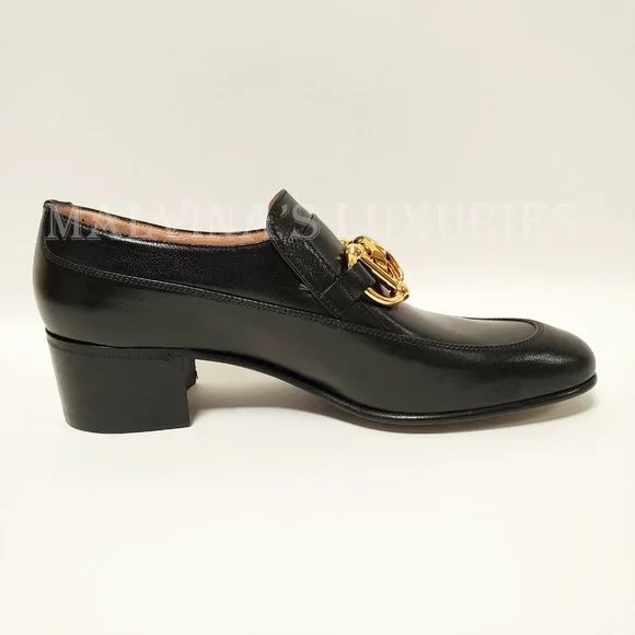 GUCCI SHOES EBAL BLACK LEATHER HORSEBIT CHAIN LOAFERS ICE LOLLY sz 39 9 US - Picture 14 of 16
